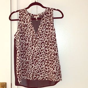 Joie semi sheer black/white animal print silk top